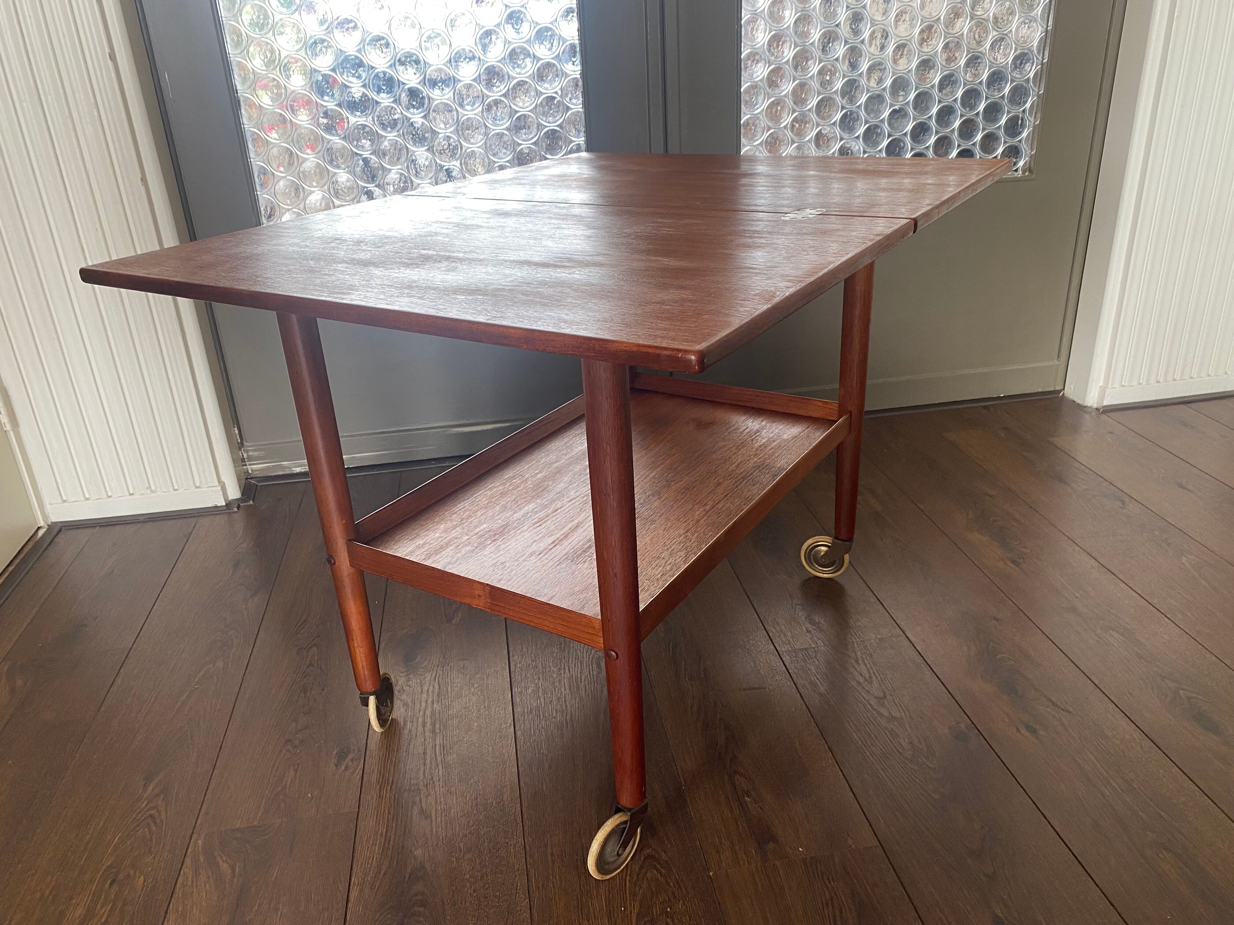 Danish Design Flip Top Bar Cart by Grete Jalk for Poul Jeppesens Møbelfabrik, 1960s