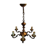 Ancien lustre à chandelier en métallique. 6 éclairages