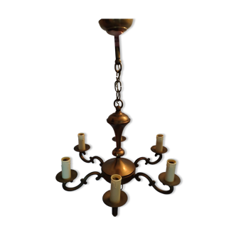 Ancien lustre à chandelier en métallique. 6 éclairages
