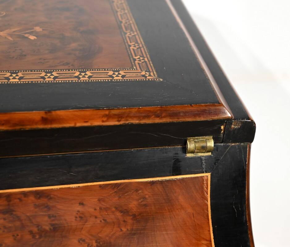 Blackened pearwood and amboyna sloping desk, Napoleon III period, mid-19th century