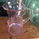 Pink glass pitcher