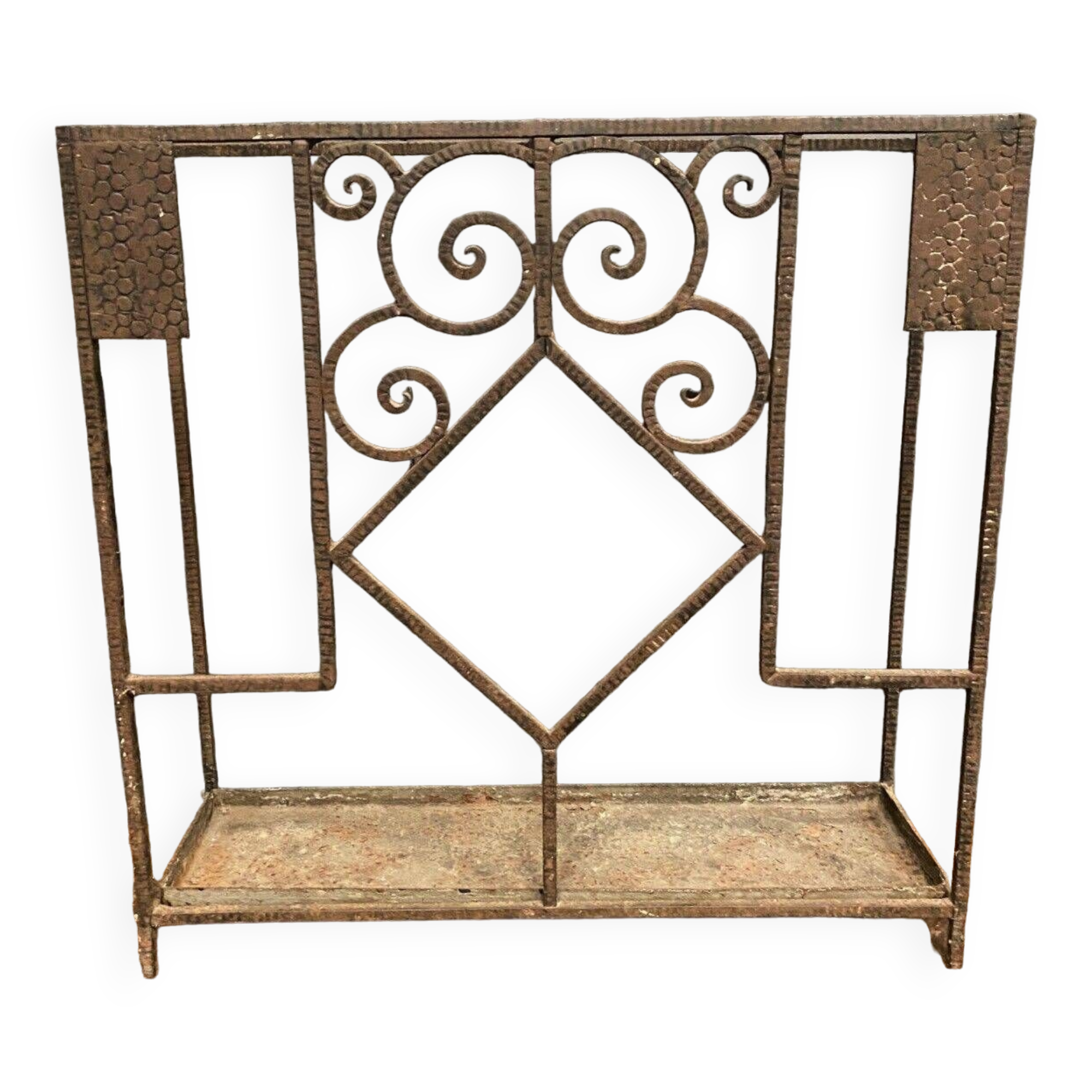 Art Deco umbrella stand in hammered ironwork 1930