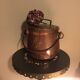 Copper cauldron fireplace pot hides pot deco