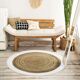 Round jute rug in white beige 120 cm