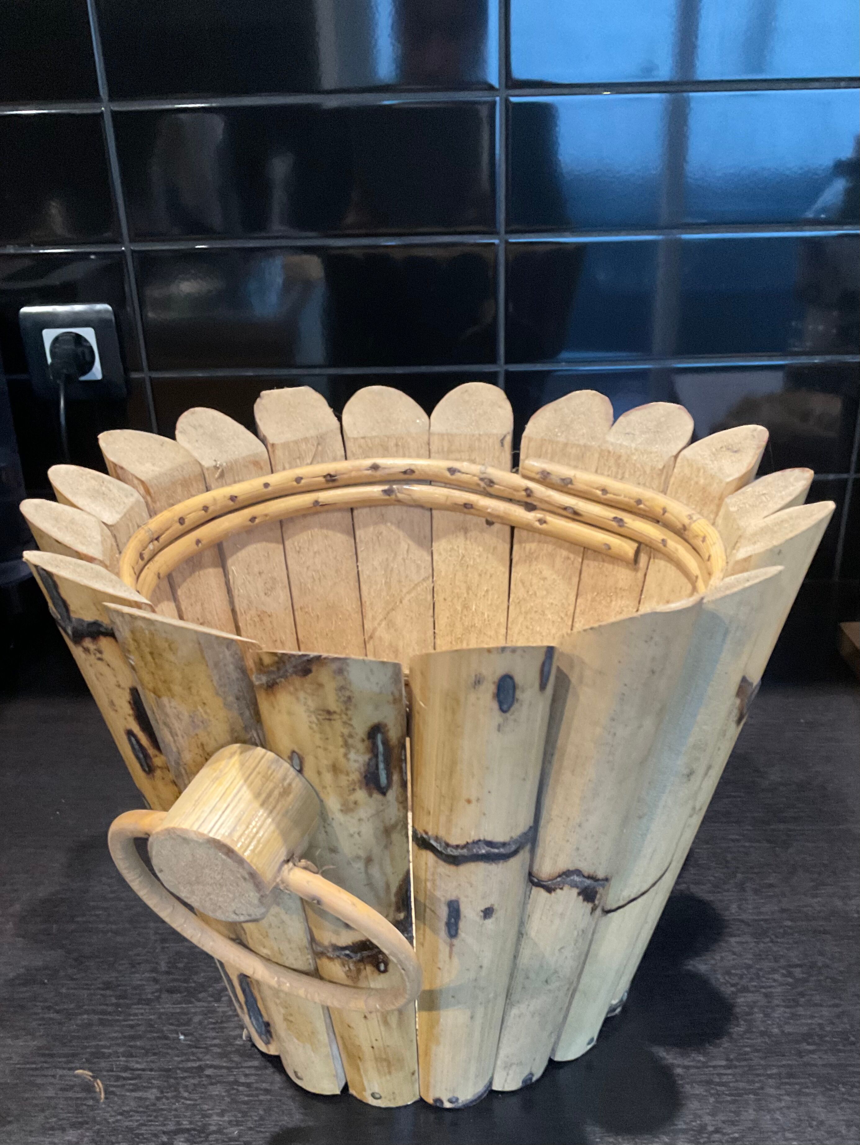 Vintage rattan pot cover D32cm