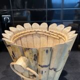 Vintage rattan pot cover D32cm