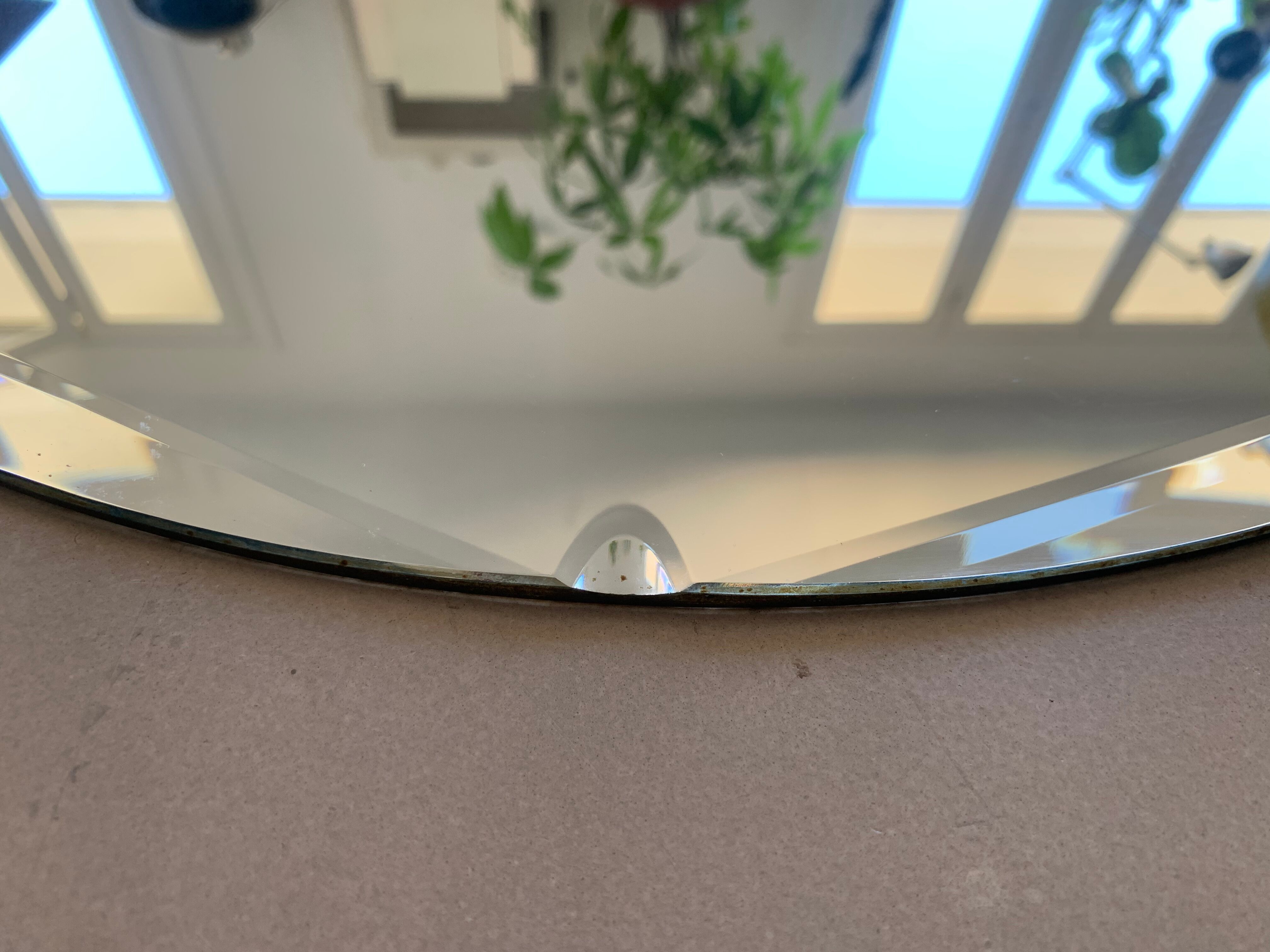 Old beveled round mirror 60cm