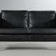 vintage danish mid century stouby 2 person sofa in black leather