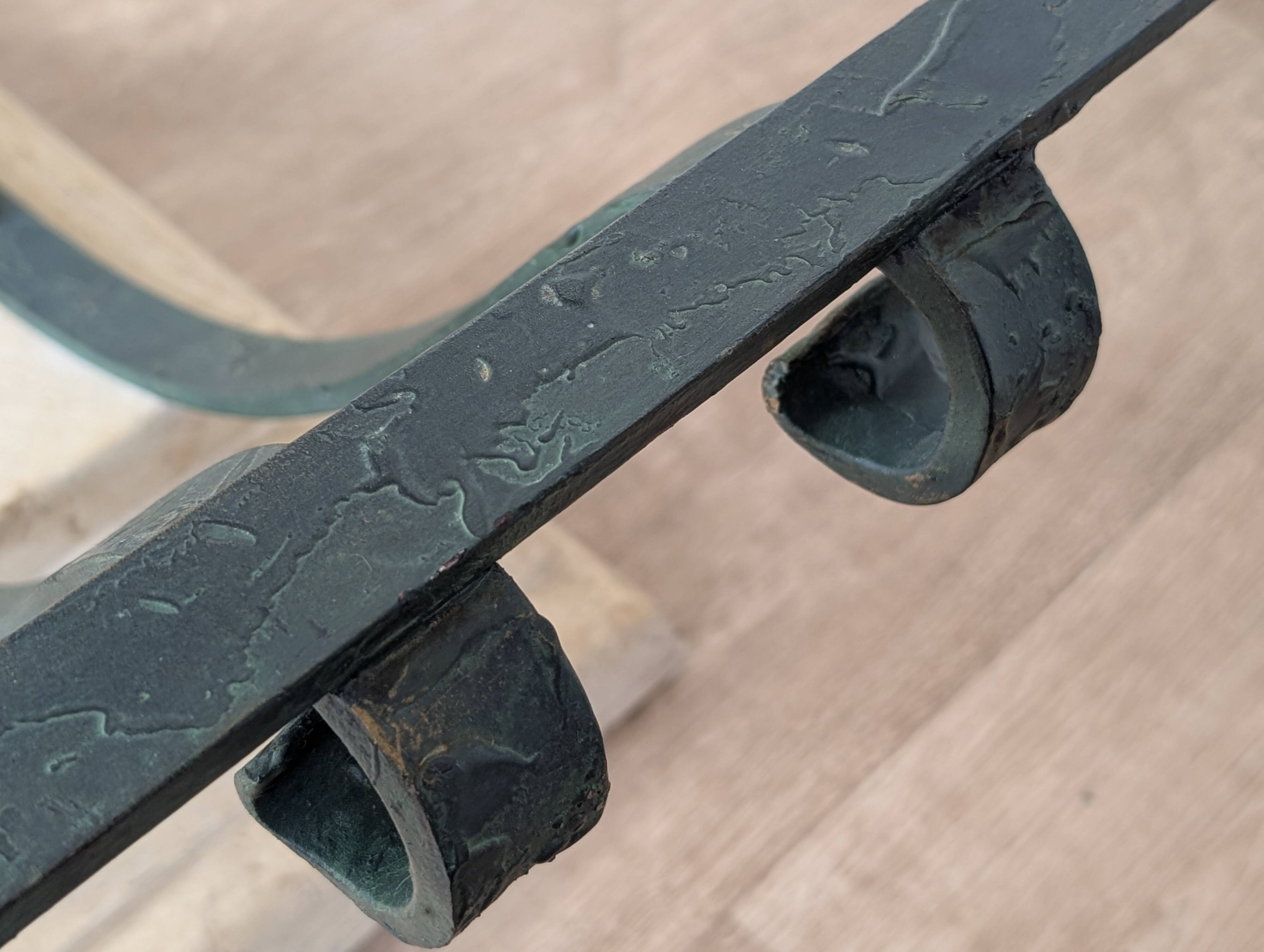 Wrought iron and glass coffee table