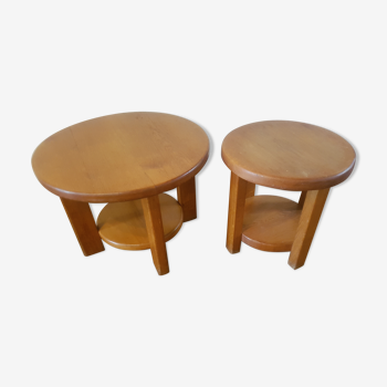Two round bass tables solid oak