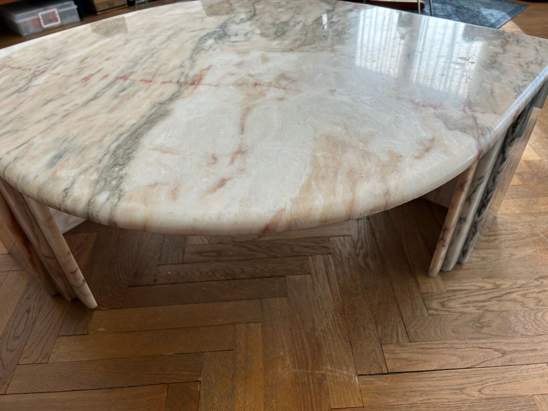 Water droplet marble coffee table design from the 70s.