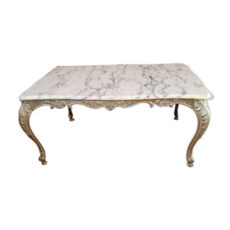 Low table marble beige and brass