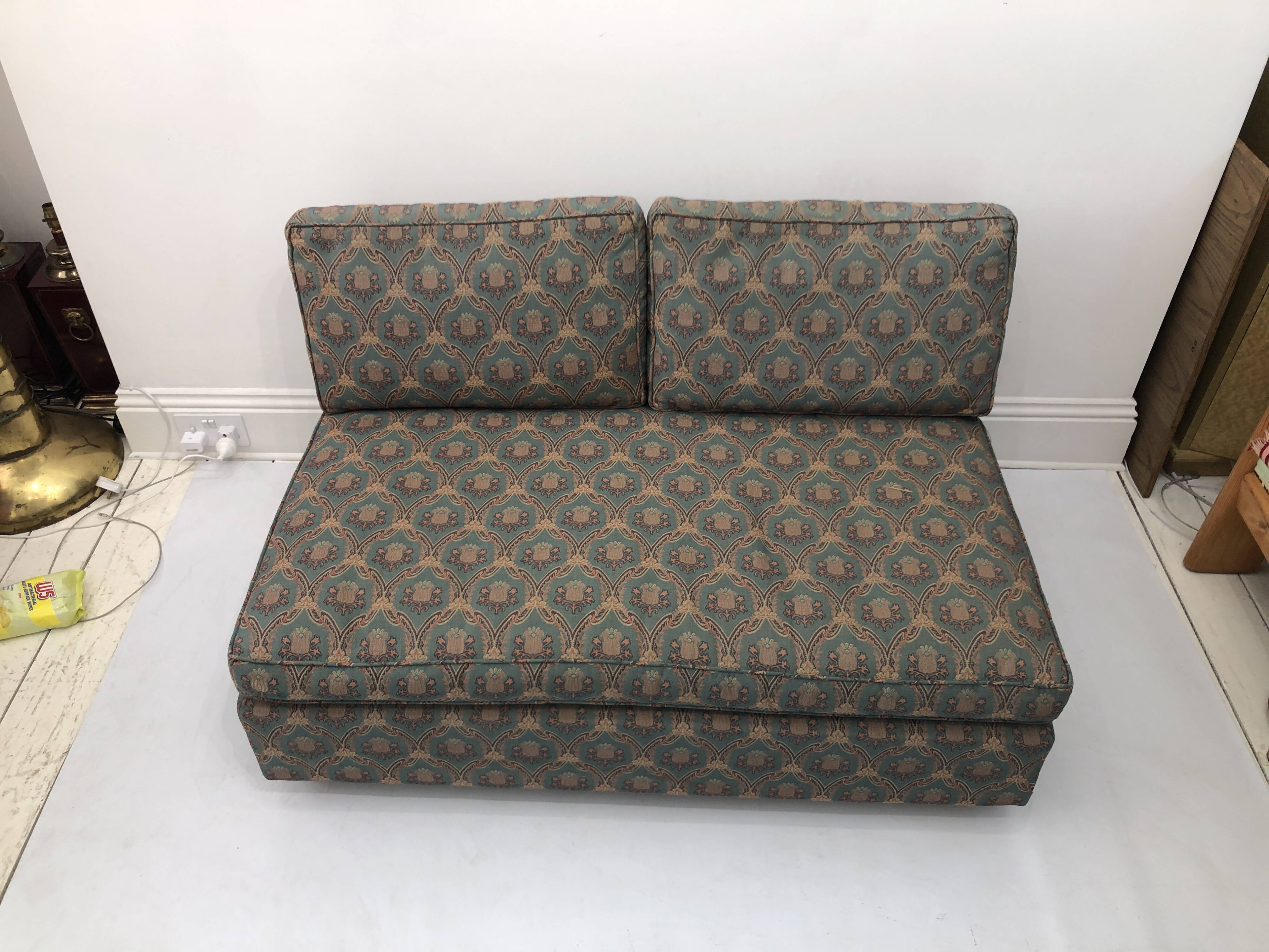 Low Tuxedo Two Seater Sofa On Wheels Mid Century Modern Settee 1960s Multicolour