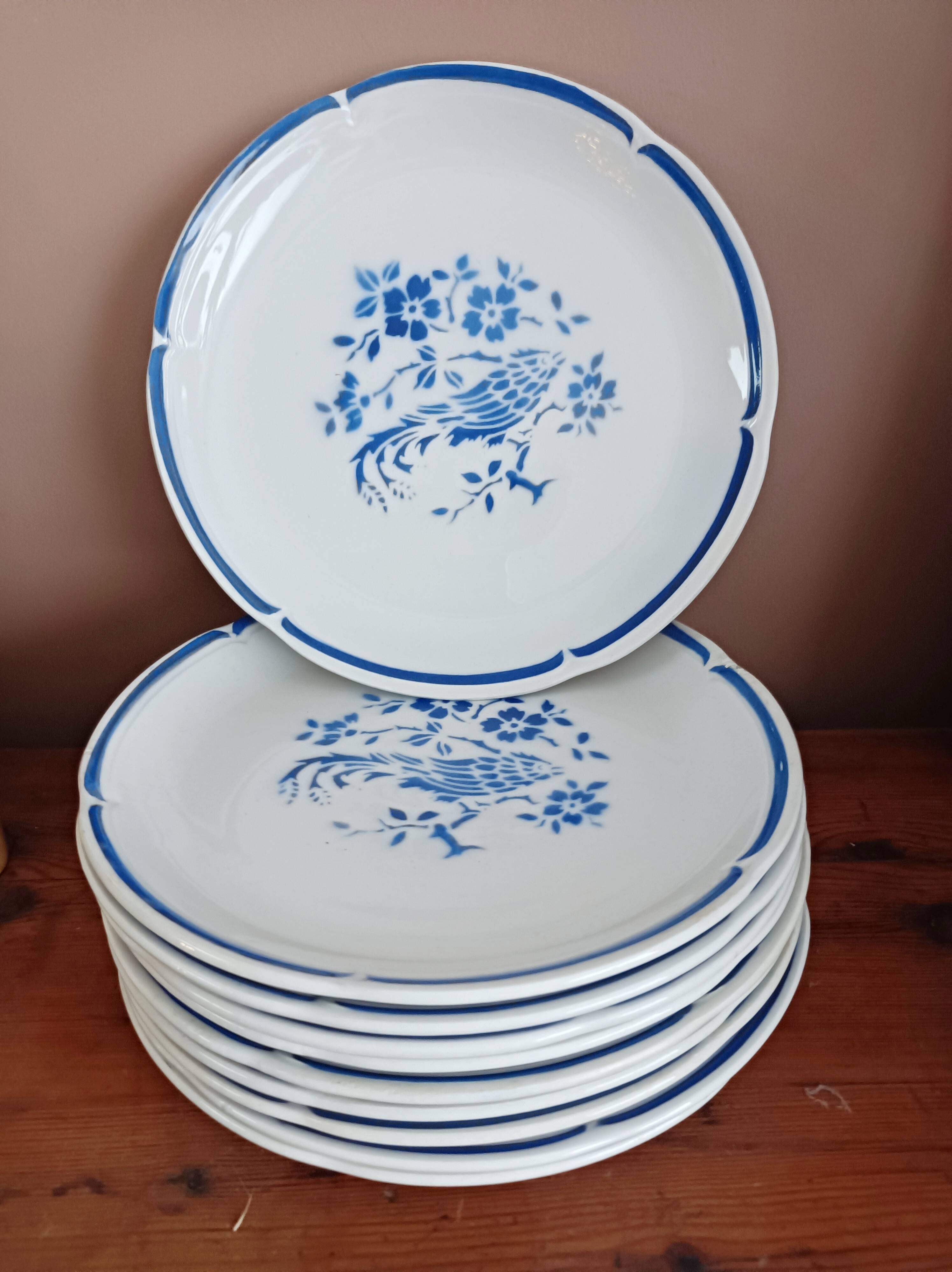 Set of 10 Moulin des Loups dinner plates, Alain