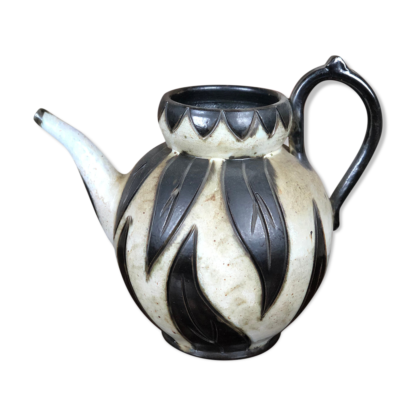 Cruche tourné main en grès "Losson" signée 1970