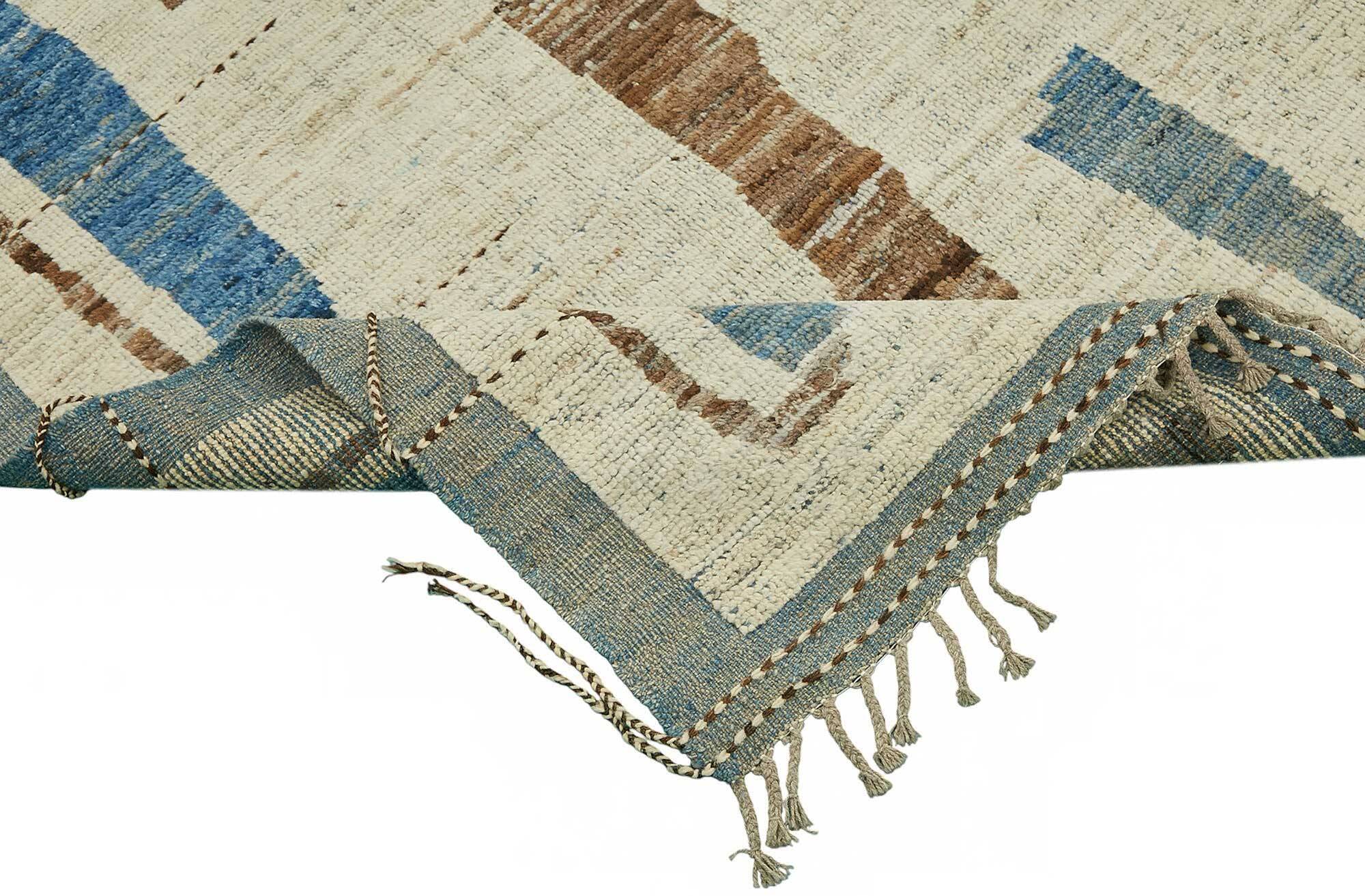 Hand-Knotted Tribal Unique 211 cm x 302 cm Blue Wool Carpet