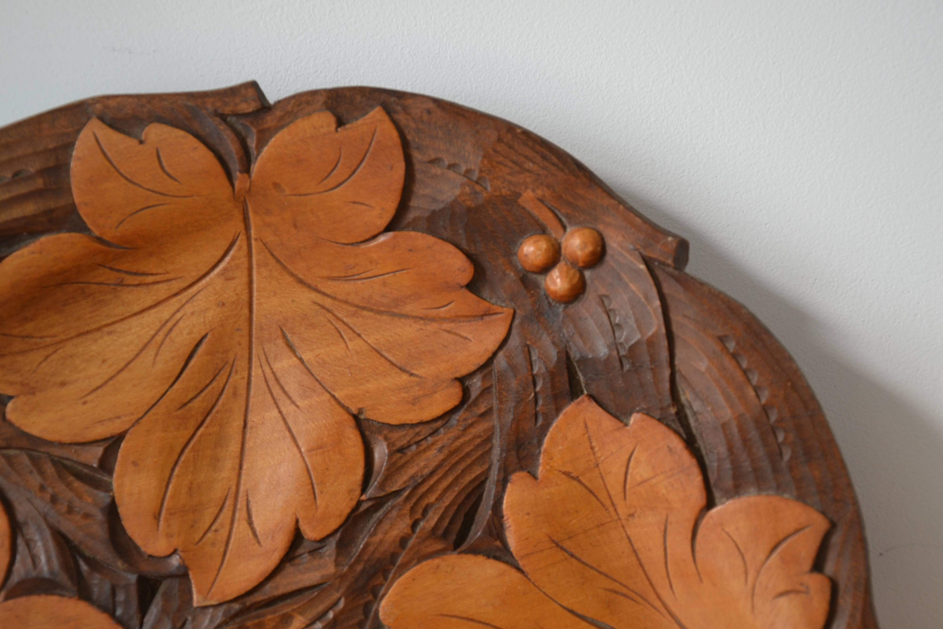 Carved wooden platter/plate from the 1950s.