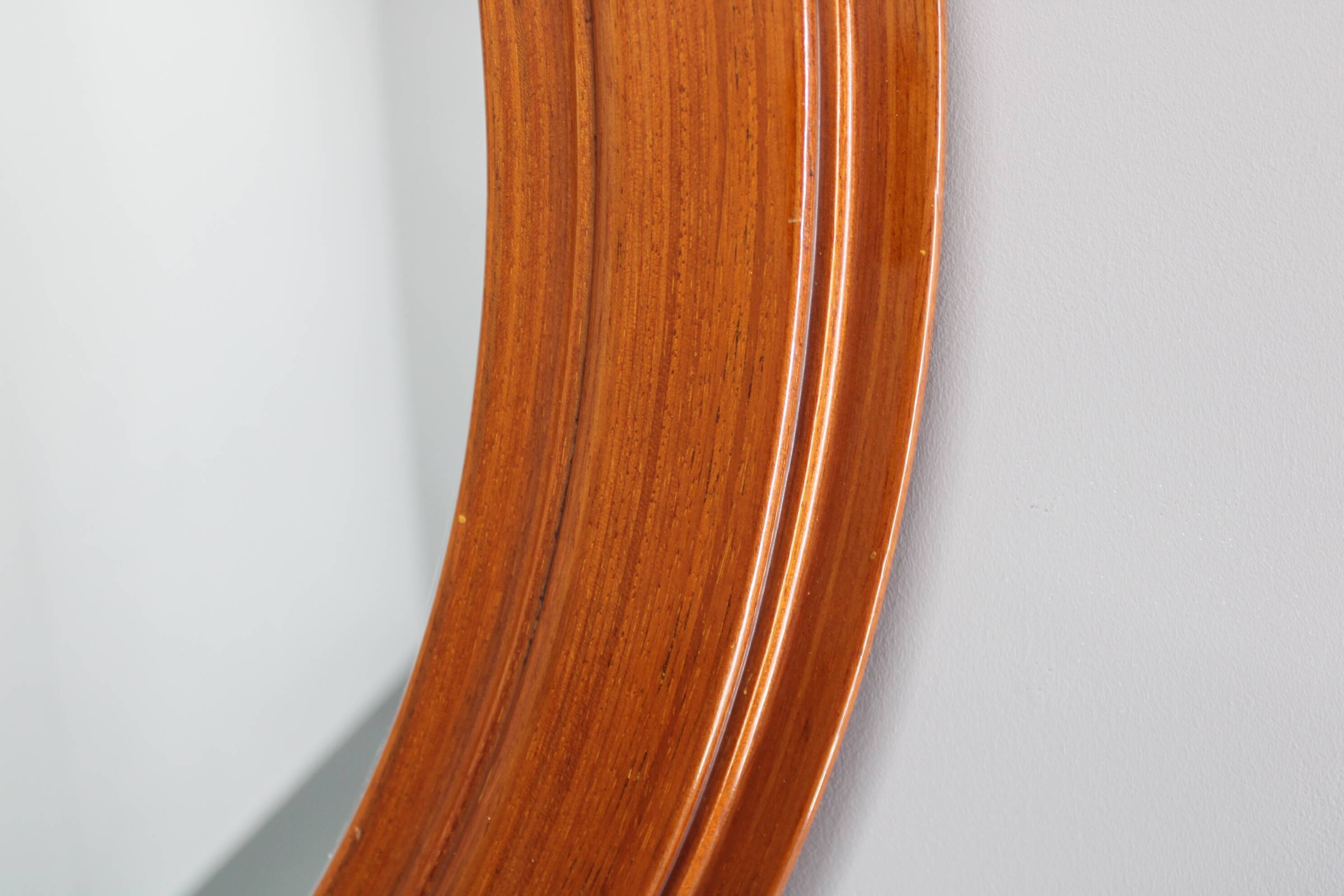 1970s Oval Wooden Mirror, Italy