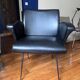 Vintage armchair in faux leather and black steel, 1950s.