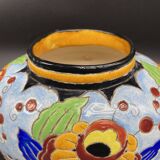 Ovoid vase, charles catteau, keramis, art deco period, fine earthenware, floral enamel decoration, vase col