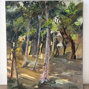 La clairière, huile à couteau, signée F Grillo