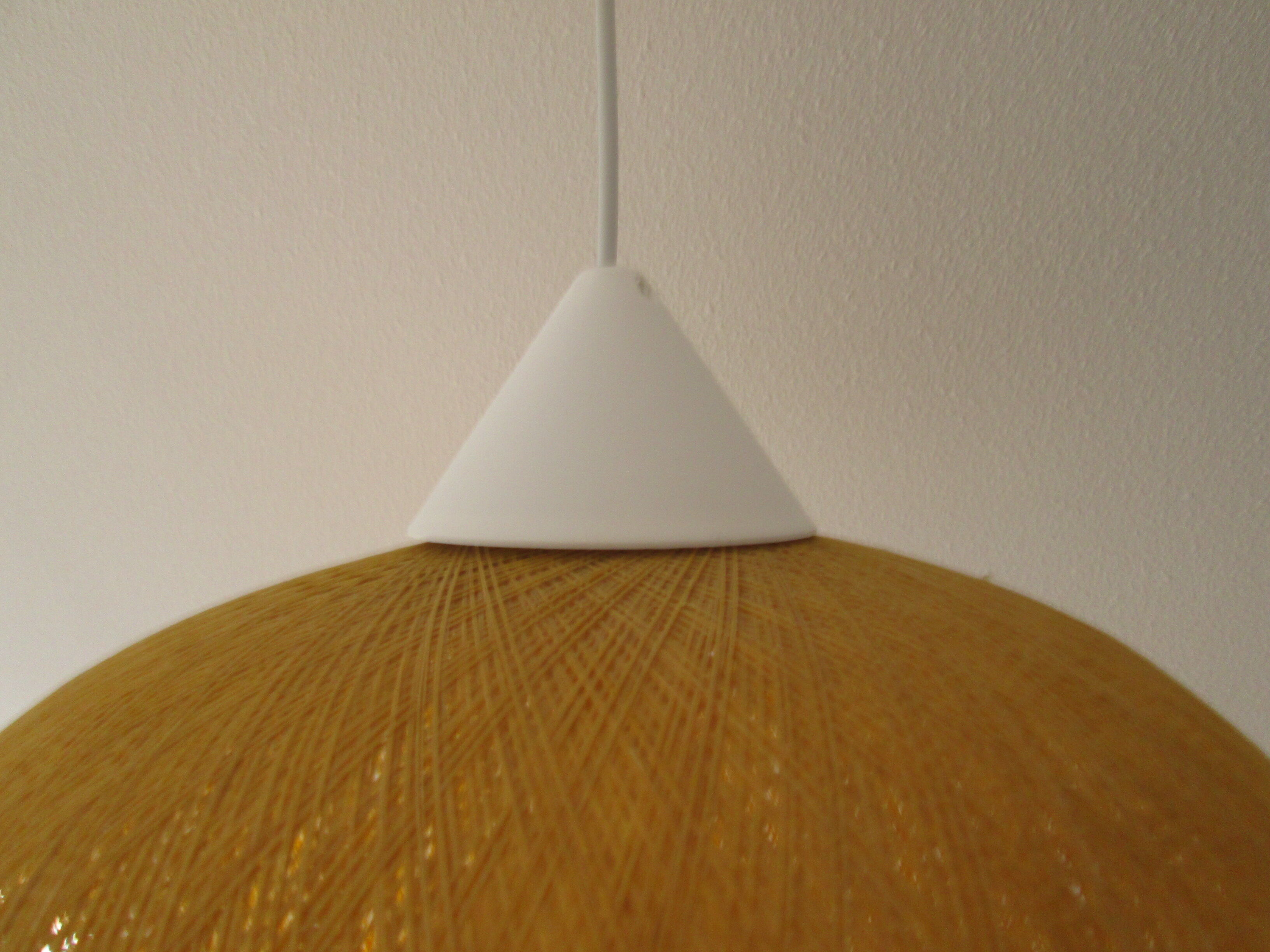 Atomic yellow spun fiberglass hanging lamp, early 1960