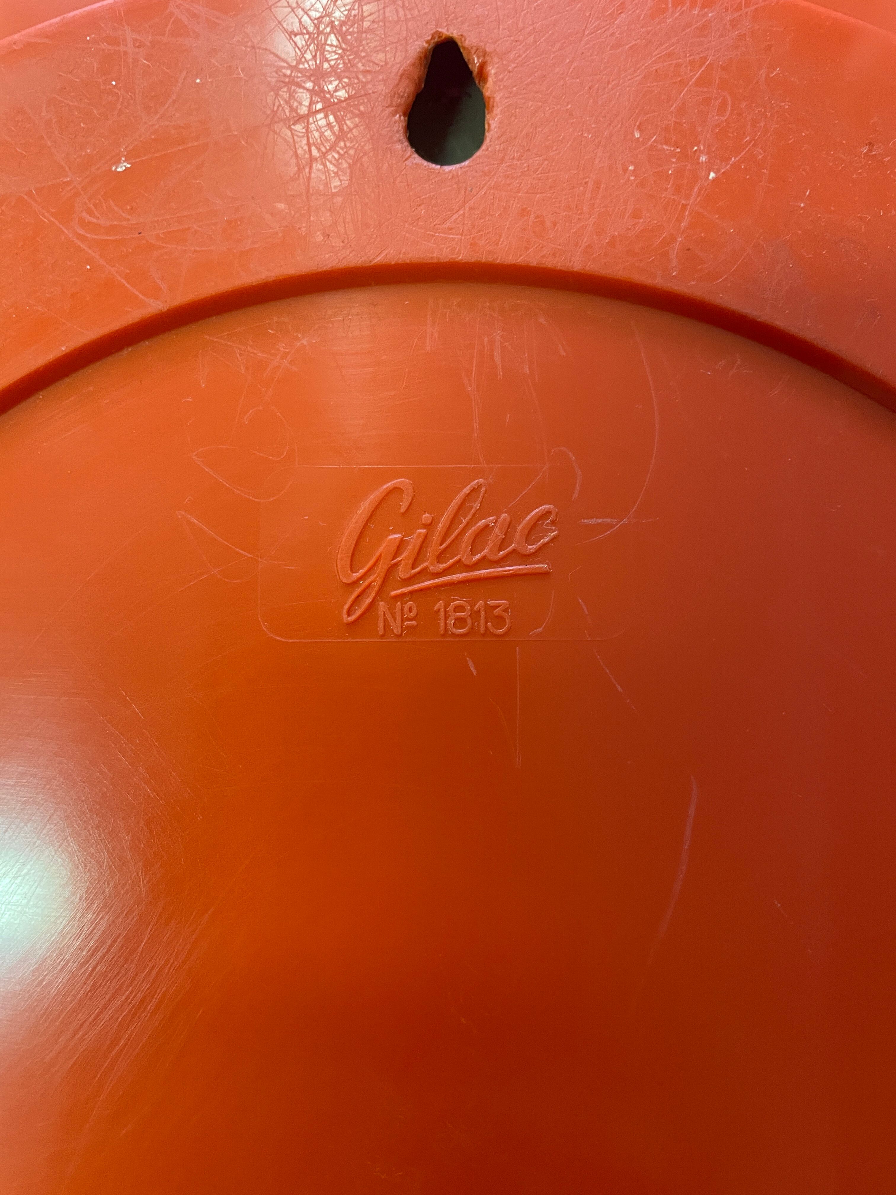 Round orange mirror Gilac for Prisunic