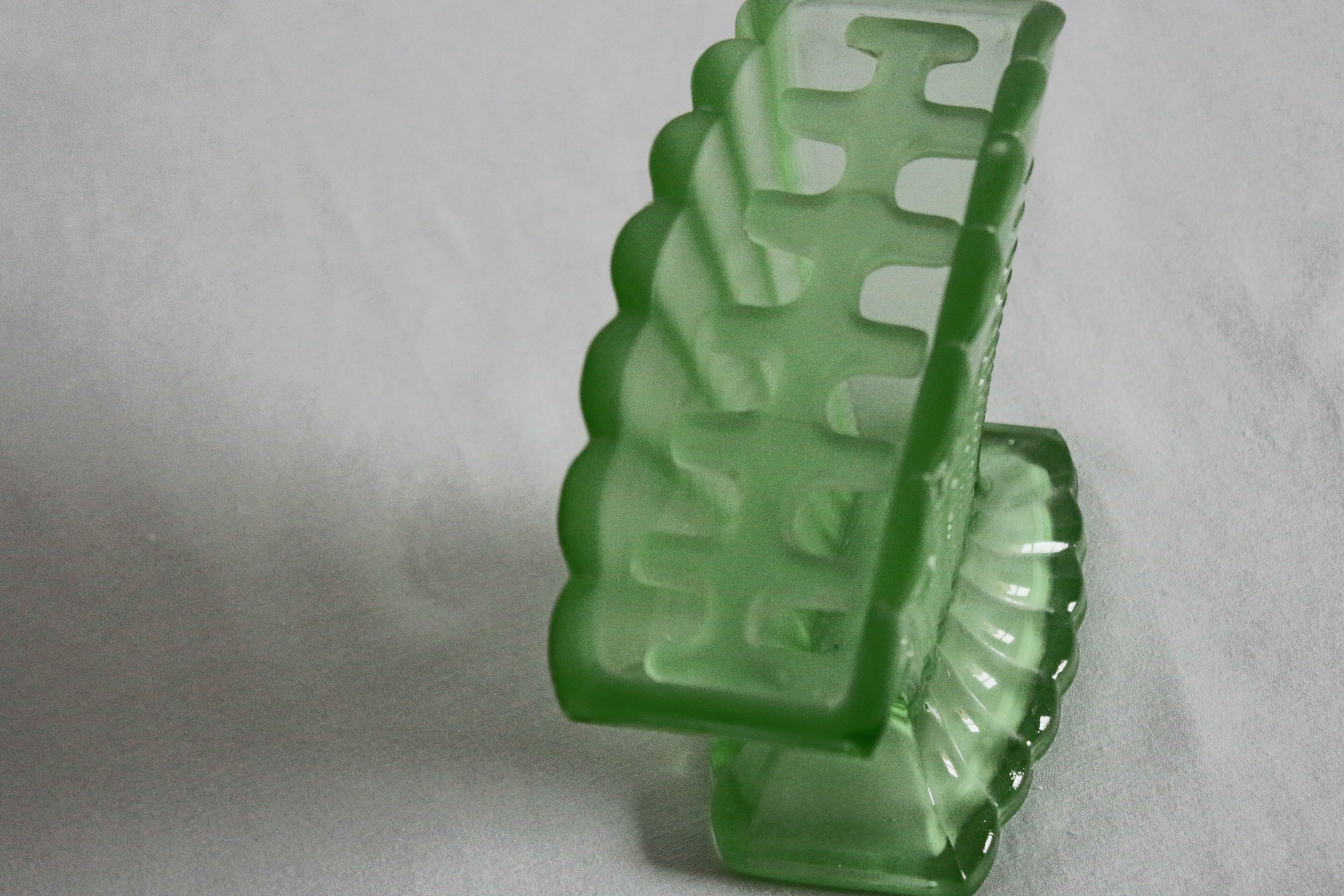 Art deco scallop vase with floral frog