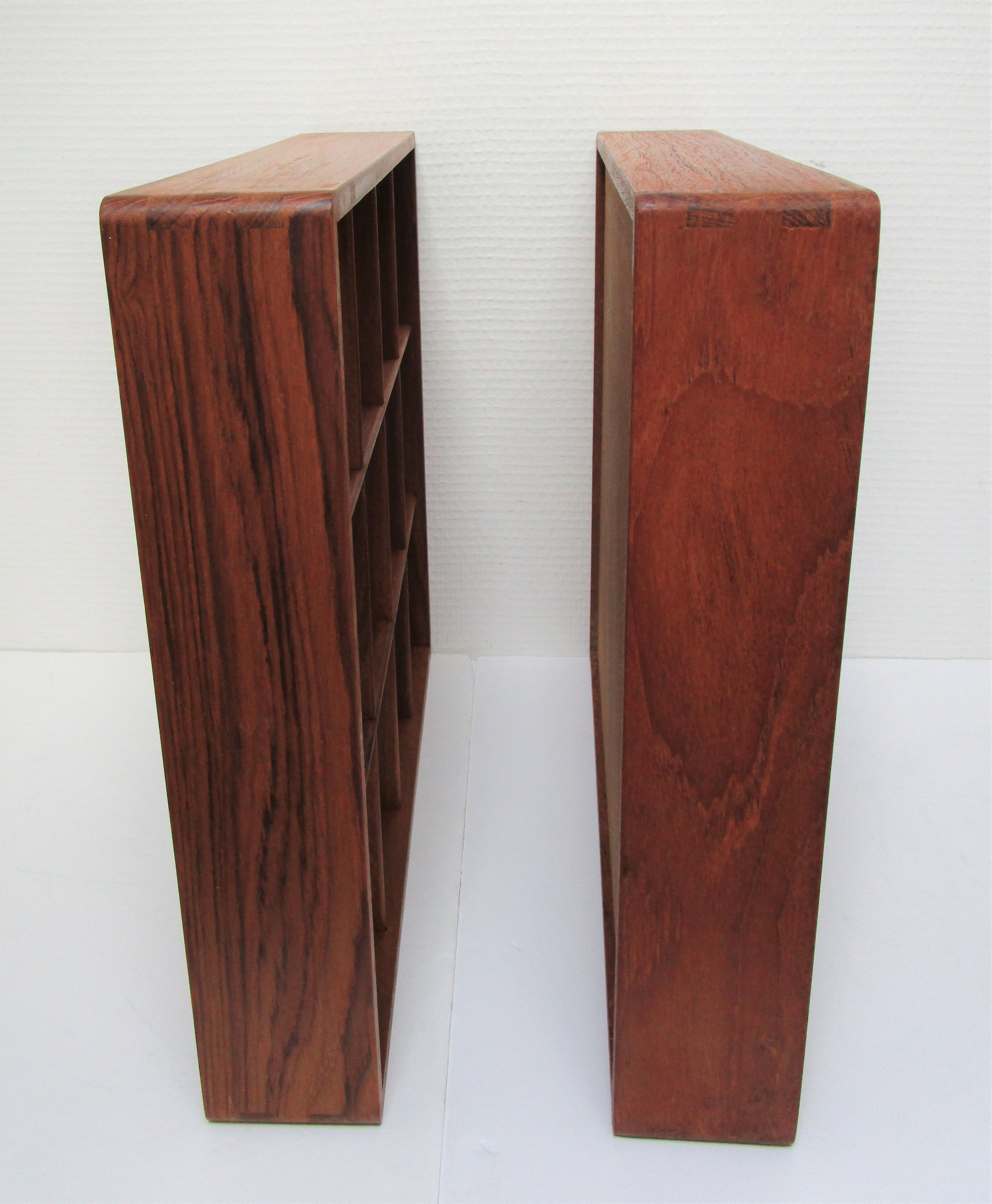 Two wall shelves with vintage solid wood compartments 80s