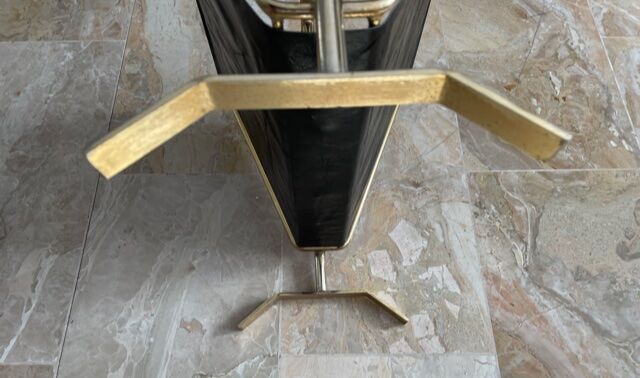 Gold and leather metal magazine rack 1950