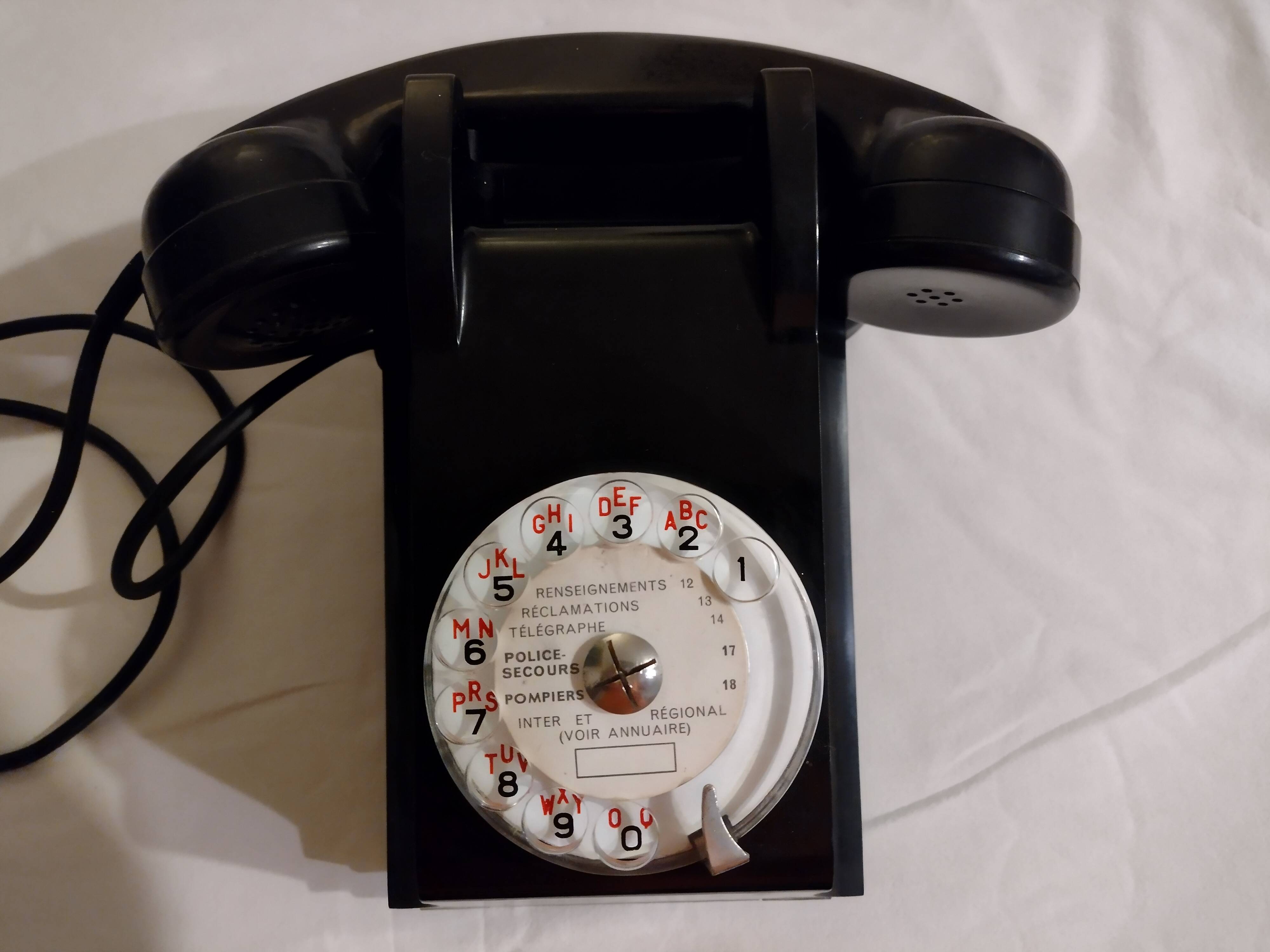 Old Vintage Wall Telephone U43 black with ptt dial