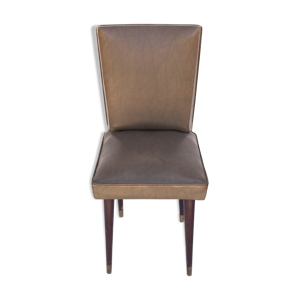 Chaise vintage en bois - cuir vert