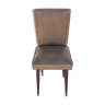 Chaise vintage en bois et simili cuir vert