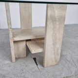 Pair of vintage travertine side tables by Willy Ballez, 1970s