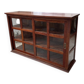 Mahogany sideboard with sliding glass doors