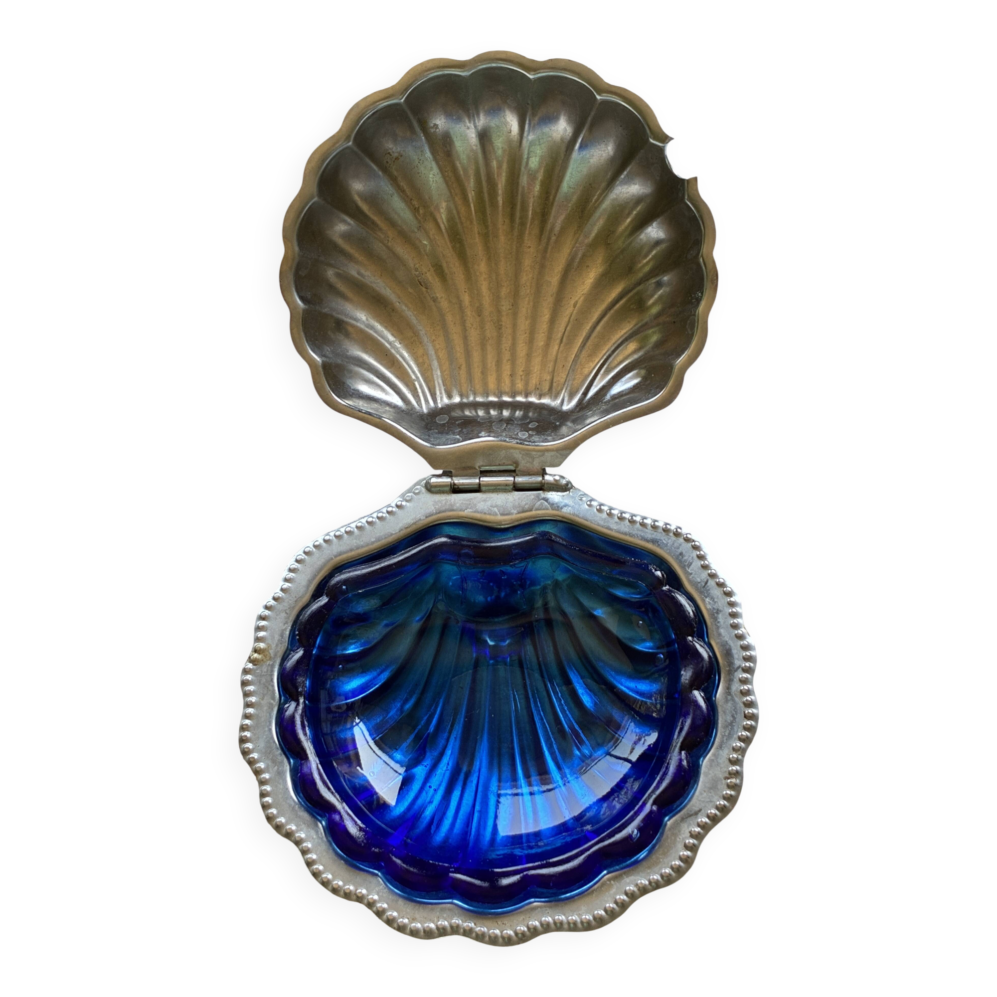 Shell butter dish blue