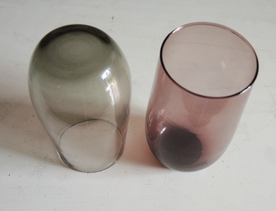Série de 6 anciens verres à soda ou orangeade en verre de couleur
