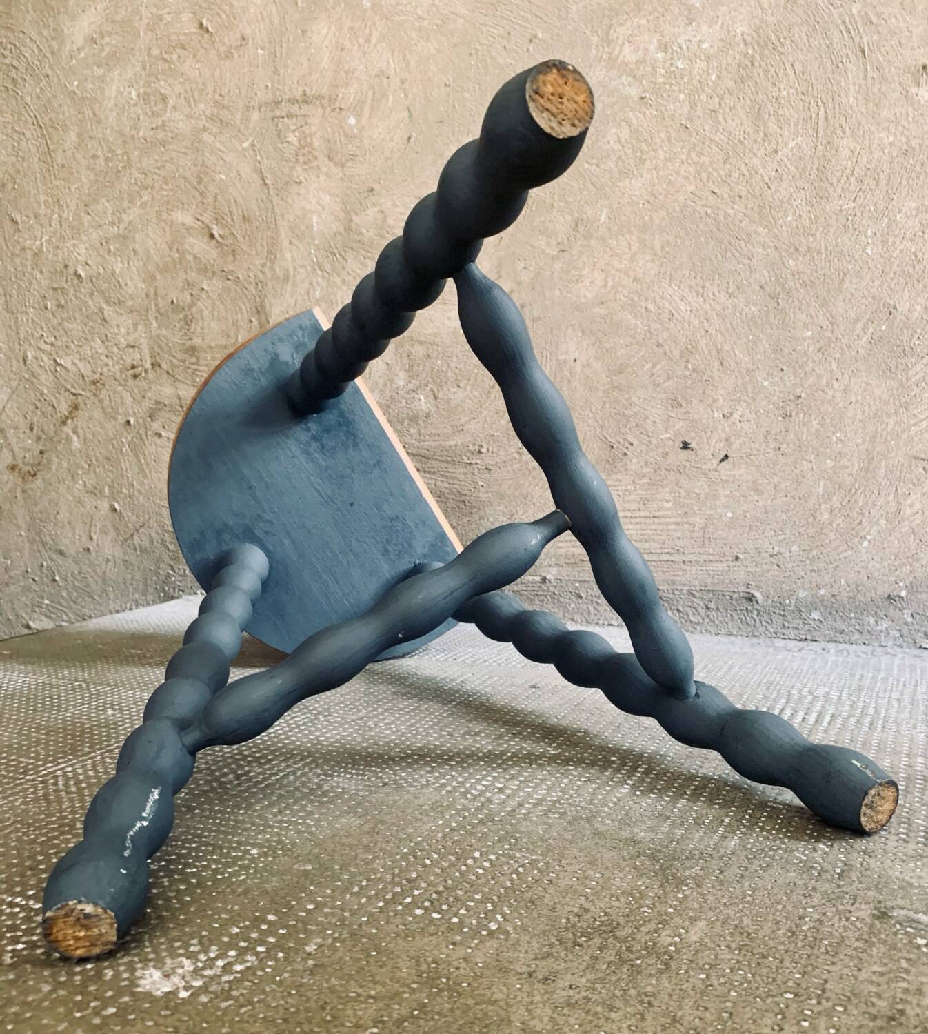 Vintage turned wooden tripod stool