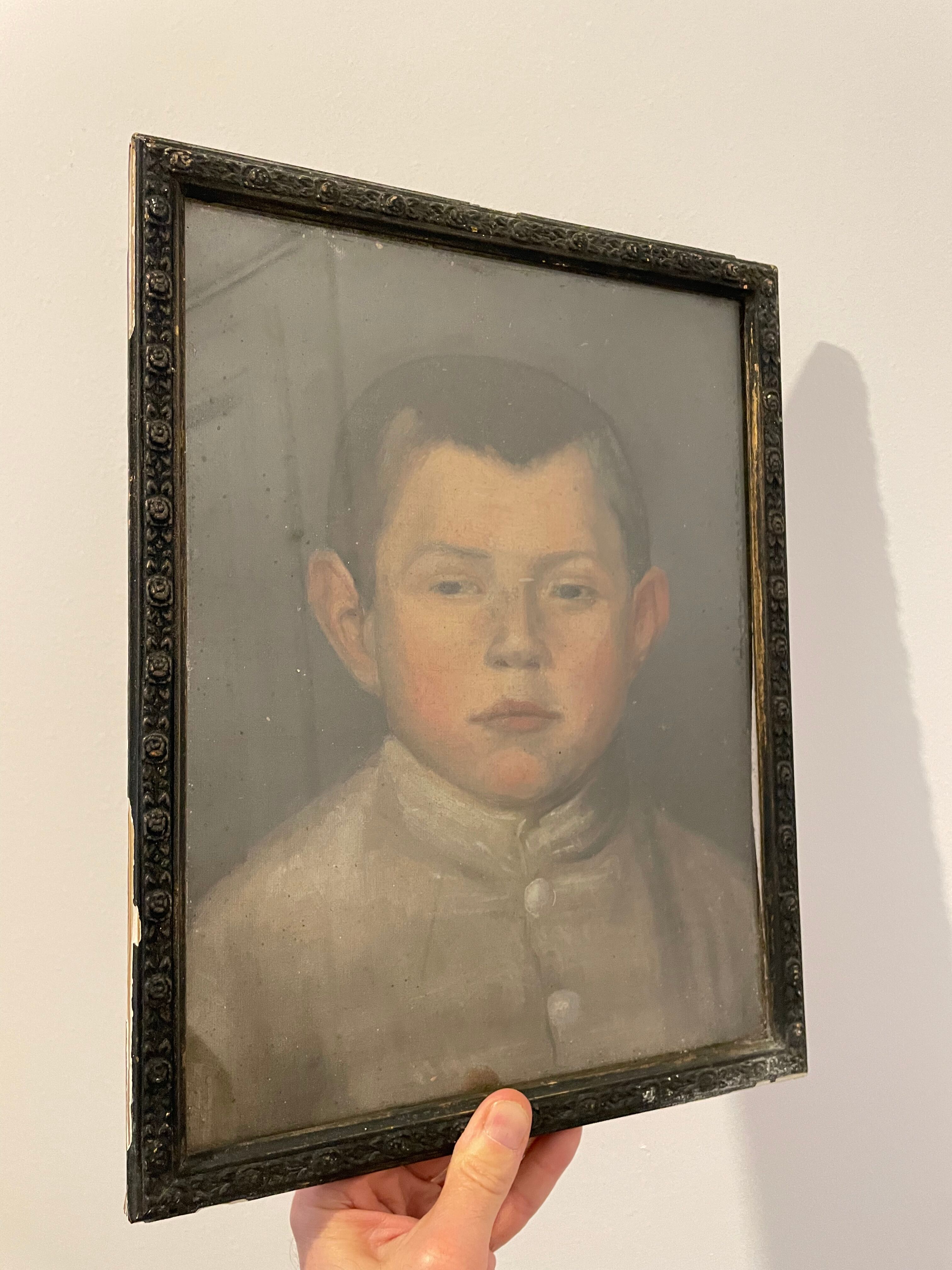 Painting XIXth, portrait of a young boy
