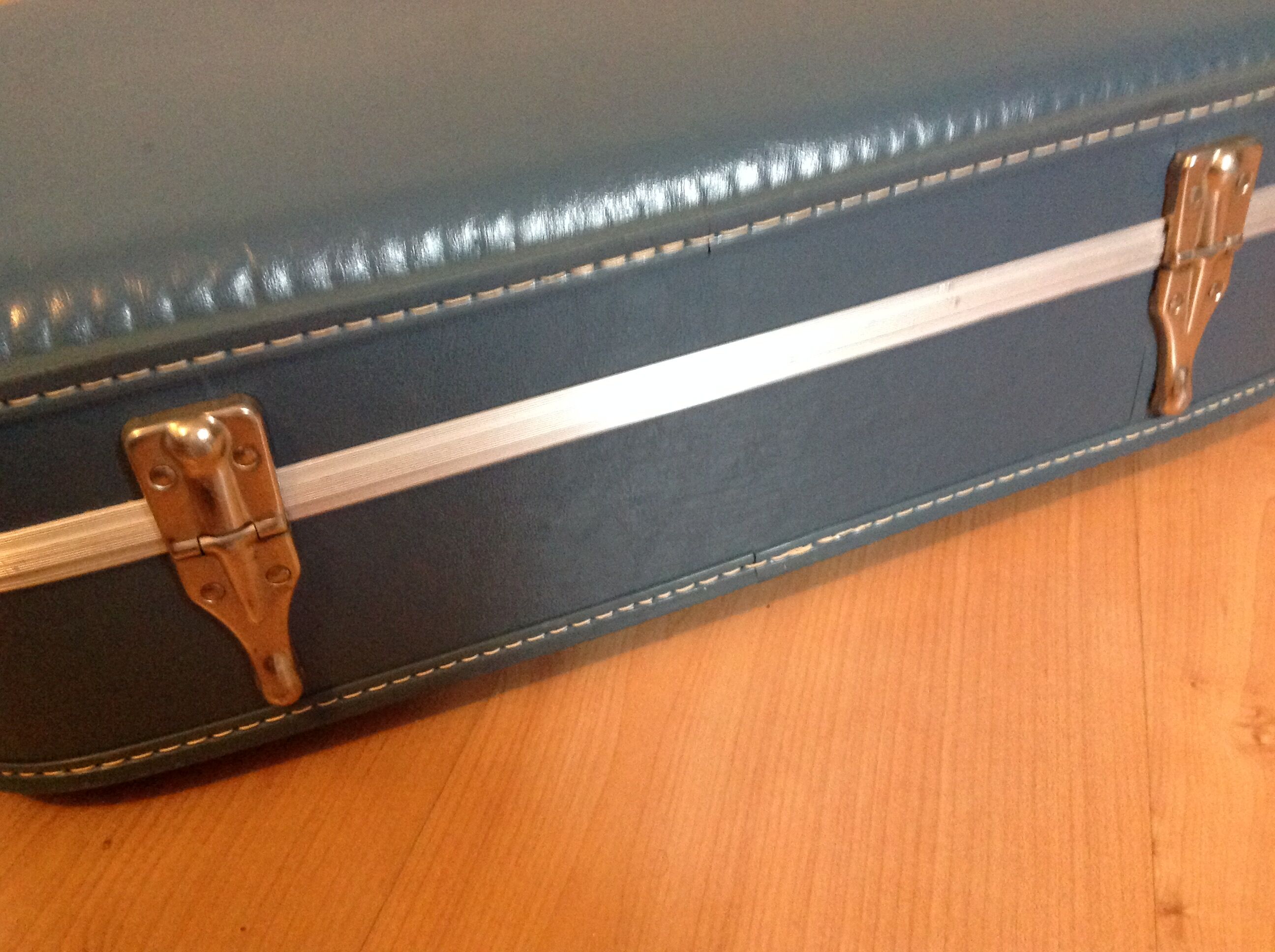 Blue vintage flight attendant suitcase, 60s - 70s