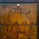 Marquetry stepped desk with La Fontaine's fables, 19th century.