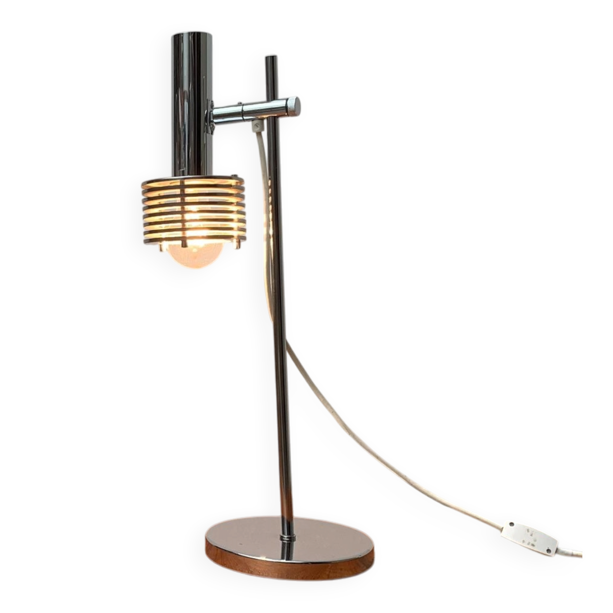 Lampe de table à lames chromées de l’ère spatiale
