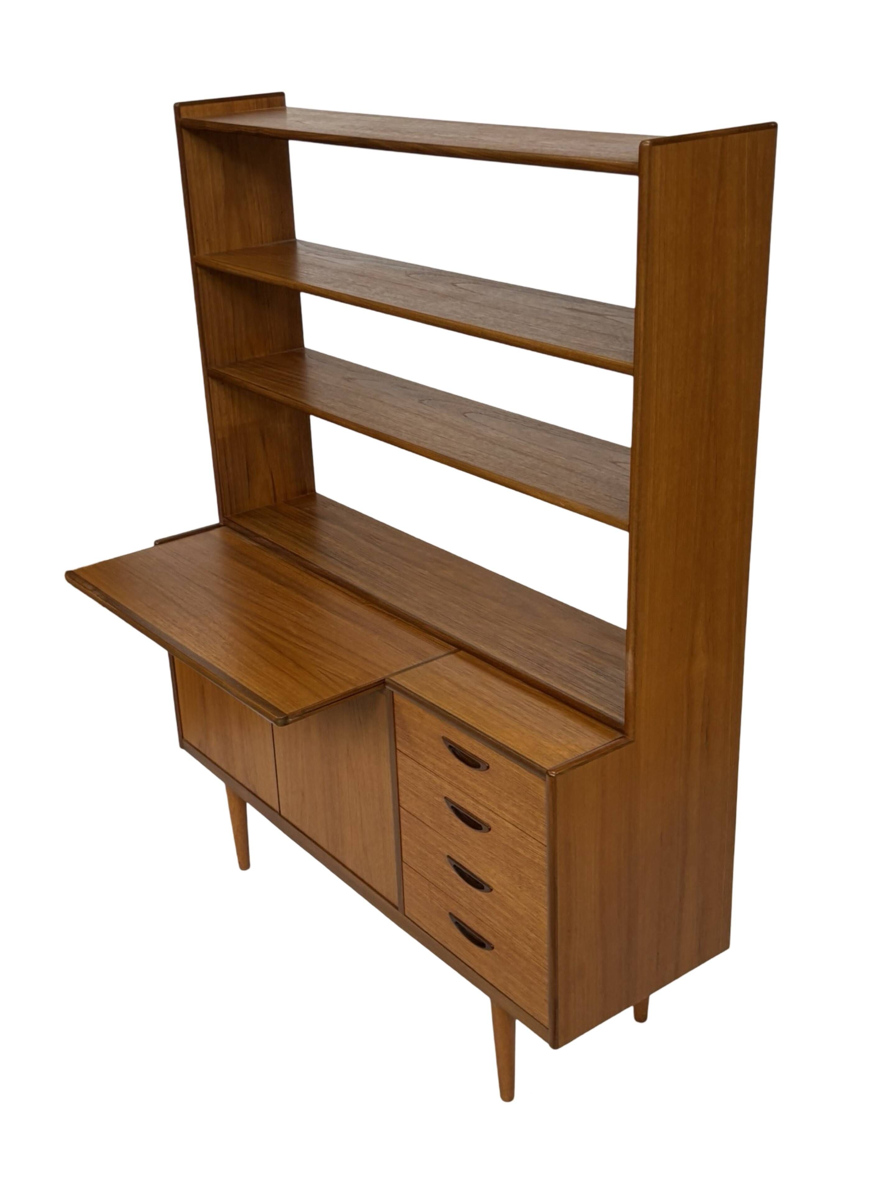 Vintage teak wall cabinet bookcase workplace Danish Design 60's