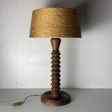French modernist wood turned table lamp in the style of Charles Dudouyt, 1940s