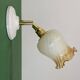 Vintage tulip wall light in white and amber glass