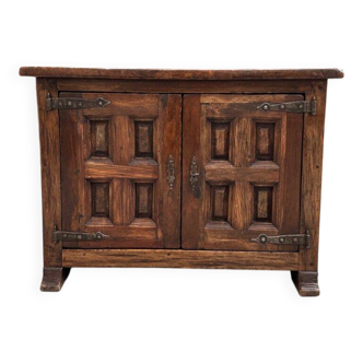 Brutalist furniture with 2 doors in elm.