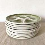 Set of 10 Moulin de Loups oyster plates