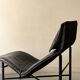 Scandinavian design chaise longue in black leather by Tord Björklund, Sweden 1970.