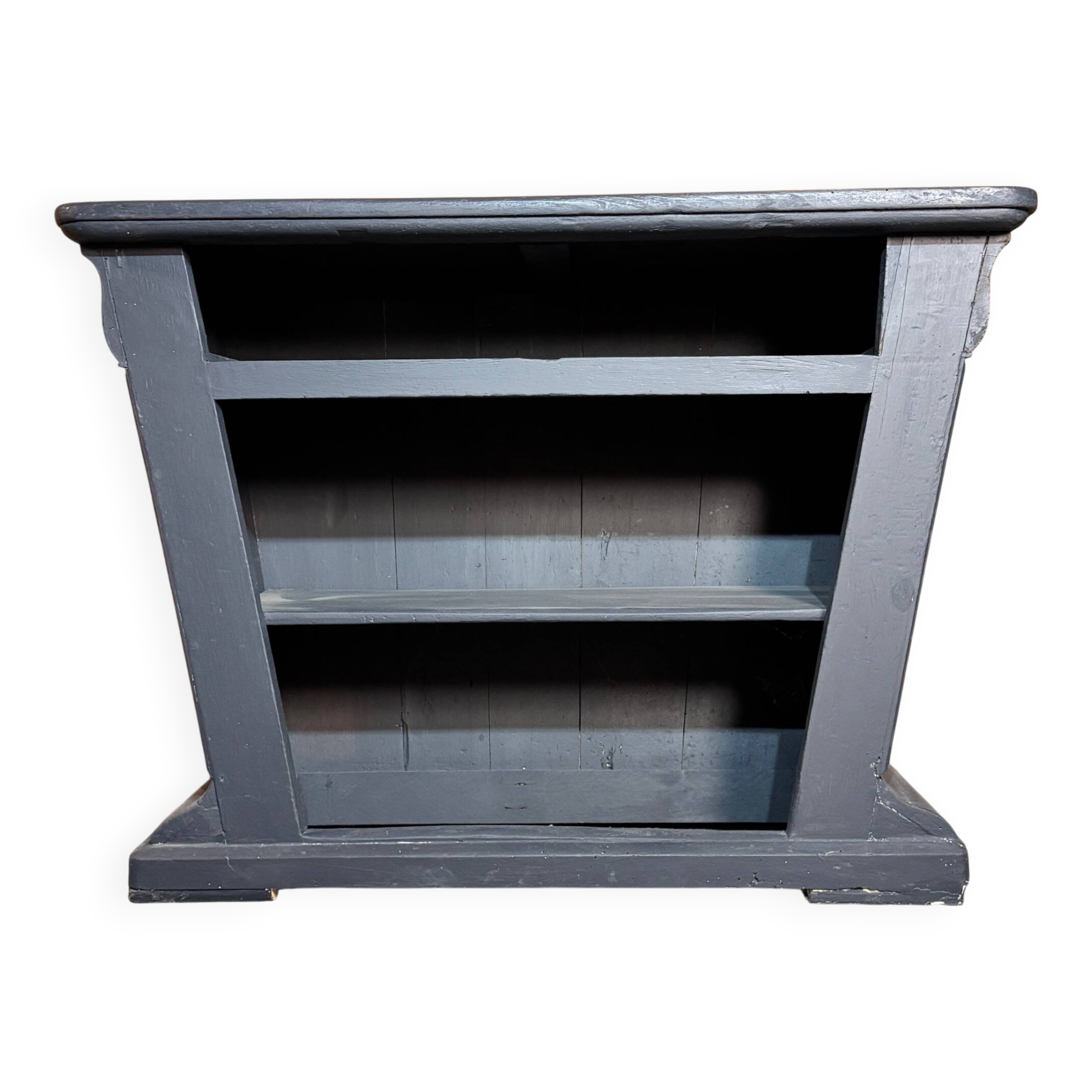 Antique wooden counter, black patina
