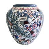 Vase mosaic earthenware ceramics vintage creation